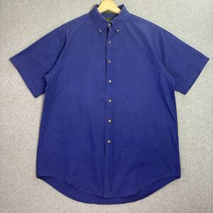 Mens Large J.Crew Outfitters Button Down Short Sleeve Blue Cotton Shirt USA Made